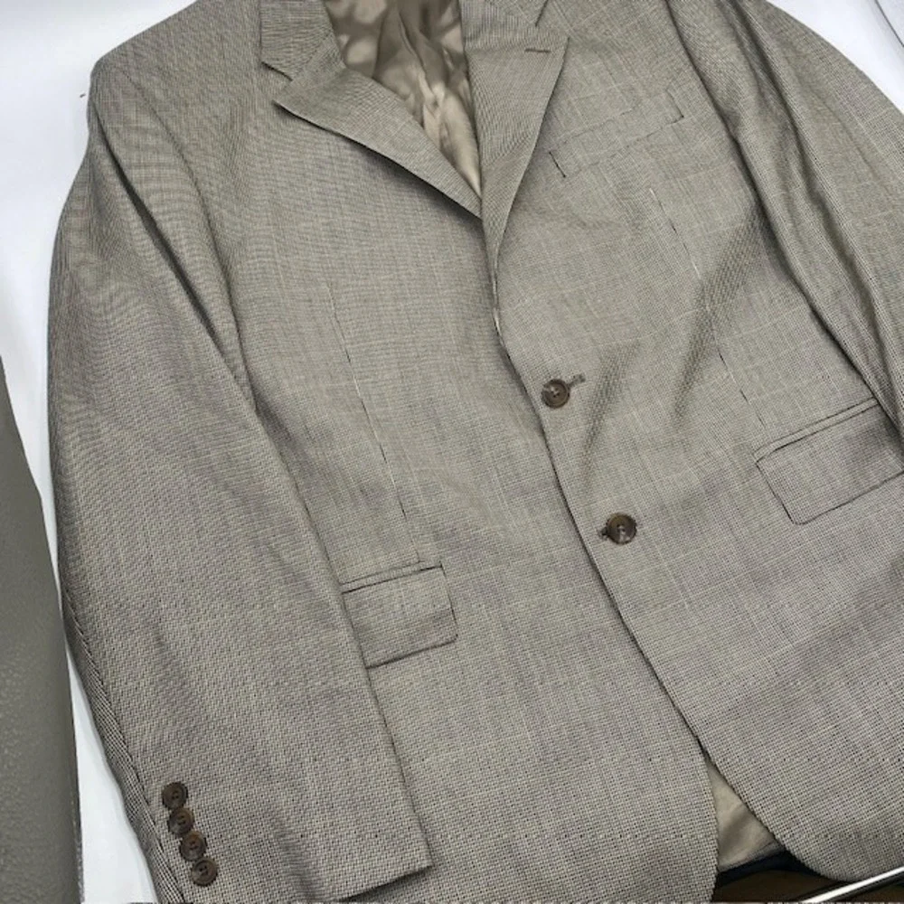 Lauren‎ Ralph Lauren Blazer Sport Coat 44R Tan Brown Wool Micro Check Canada VGC